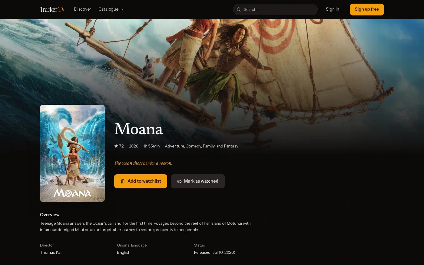 Tracker TV, a movie page
